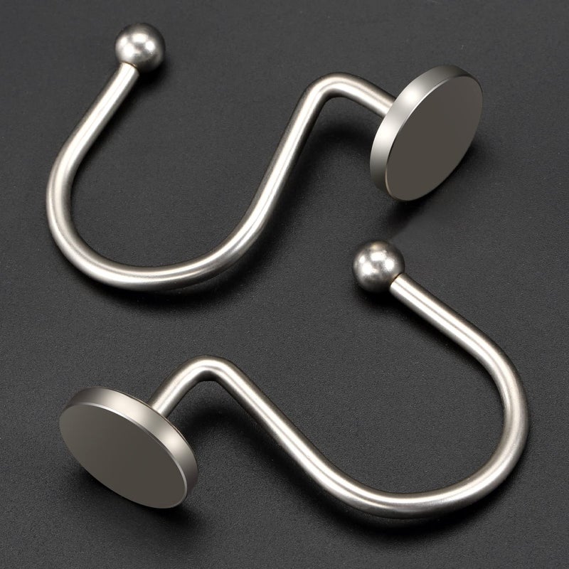 ZESLMG Shower Curtain Hooks, Nickel Shower Curtain Rings Rustproof Metal Round Decorative Shower Hooks Rings for Bathroom Shower Rods Curtains, Set of 12 Heavy Duty Solid Hooks - Image 3